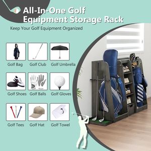 High Quality 55.5 X16 X37 (LxWxH) Wooden Golf Bag Organizer Storage <b>Rack</b> with 2 Easy Assembly Drawers <b>for</b> <b>Garage</b> Shelves - Product Image 3