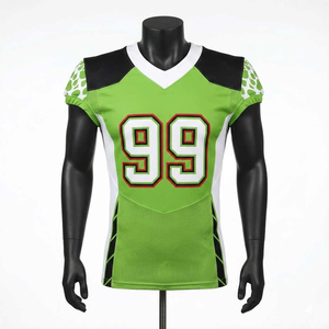 Women's American Football Jersey Green Black <b>Mesh</b> Printed V-Neck <b>Short</b> Sleeve Breathable Team Numbers Loose Fit 100% Polyester - Product Image 3