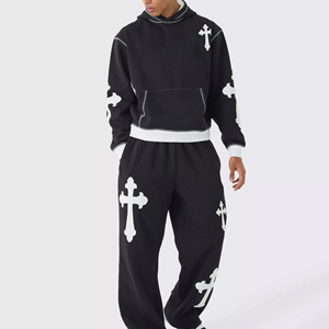 Premium Lightweight 100% Cotton Printed Hoodie Pants Stylish Streetwear Design Solid Color Breathable Customizable Printing - Product Image 1