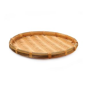 Handmade Eco Friendly Round Bamboo Serving <b>Tray</b> Natural Woven <b>Tray</b> for Fruit Bread <b>Snacks</b> and Buffet Display - Product Image 2