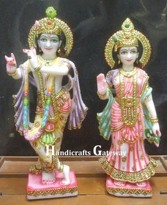 Estatua de Radha Krishna en Mármol Blanco de Makrana, Escultura Religiosa Hecha a Mano con Diseño Moderno, Duradera para Hogar u Oficina - Product Image 6