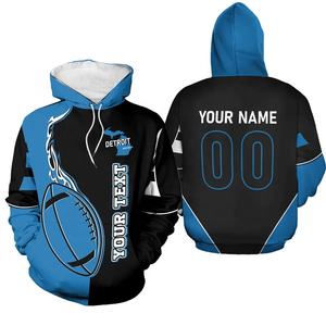 Sweat à capuche de football d'hiver brodé imprimé en 3D pour hommes, personnalisé avec nom et numéro, pull dans le nouveau style américain - Product Image 4