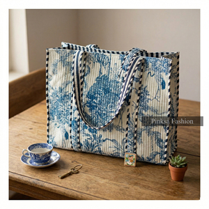 กระเป๋าโท้ทผ้าฝ้ายลายบลูโทล ดี จูย์ สำหรับฤดูร้อน ขายส่ง ขนาดใหญ่ จุของได้เยอะ ลายพิมพ์พฤกษศาสตร์ เหมาะสำหรับช้อปปิ้ง เดินทาง ไปเที่ยวทะเล สะพายไหล่ - Product Image 5