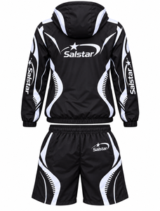Custom Men’s Tracksuit Set Black & <b>White</b> Windbreaker Jacket Shorts <b>2</b> <b>Piece</b> Sportswear Jogging Suit Sublimation Training Outfit - Product Image 2