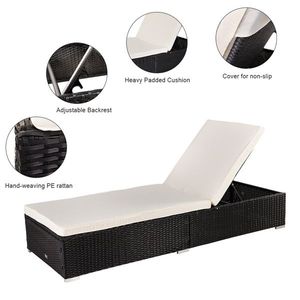 Black Outdoor Leisure Rattan Furniture <b>Single</b> <b>Sheet</b> Pool <b>Bed</b>/Chaise <b>for</b> Sun Lounging - Product Image 5