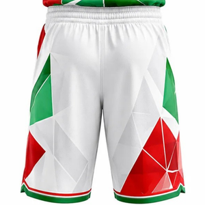 Ensemble d'uniformes de basketball personnalisés pour hommes, blanc, rouge, vert, col en V, sans manches, maillot et short, imprimé géométrique, vêtements d'équipe, vente en gros, vêtements de sport - Product Image 5