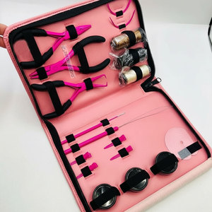 Hot Pink Hair Extension Tools Kit Micro Link and Removal <b>Plier</b> <b>Set</b> Professional Stainless Steel Beads Threads & Heat Protector - Product Image 5
