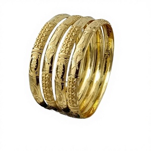 22K <b>Solid</b> <b>Gold</b> <b>Bangle</b> Set for Women Traditional Indian <b>Gold</b> Kada Pair Elegant Handcrafted Yellow <b>Gold</b> Bracelets - Product Image 2