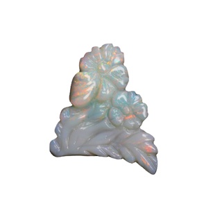 Opale de Feu Blanche Naturelle d'Australie 48x30MM Forme Fantaisie Cabochon Sculpté à la Main Motif Floral 35 Carats - Product Image 1