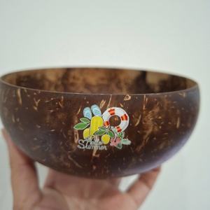 Vente en gros d'autocollants 3D écologiques Bol à noix de coco Coquille naturelle polie Smoothie Snack Décoration intérieure pour les vacances d'été - Product Image 3