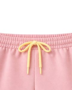 <b>Light</b> Pink Yellow Women <b>Lounge</b> Shorts Elastic Waist Drawstring Contrast Trim Soft Cotton Polyester Casual Summer Comfy Shorts - Product Image 5