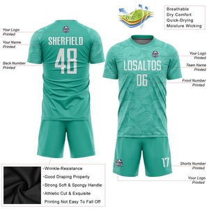 Uniformes de football respirants à manches courtes personnalisés pour équipes de soccer - Fournisseur à faible MOQ 100% polyester - Product Image 1