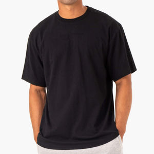 T-shirt de sport surdimensionné personnalisé pour homme, en coton élastique uni, 100 % coton, respirant, pour entraînement musculaire, col court à l'avant - Product Image 4