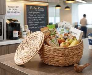 Eco Friendly Water Hyacinth Round Storage <b>Basket</b> with Removable Lid for Pantry Kitchen Dining <b>Table</b> and Home Decor from Vietnam - Product Image 3