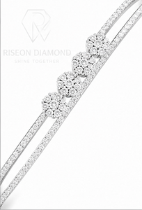 Elegant floral diamond <b>bracelet</b> with four flower clusters sleek <b>bangle</b> design sparkling lab grown diamonds perfect for luxury - Product Image 3