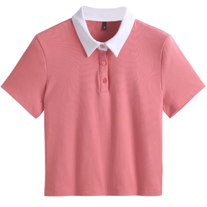 เสื้อเชิ้ตผ้าฝ้ายถักคุณภาพสูง ระบายอากาศได้ดี เป็นมิตรกับสิ่งแวดล้อม สีพื้น คอวินเทจ แขนสั้น ทรงเข้ารูป แฟชั่นลำลอง - Product Image 1