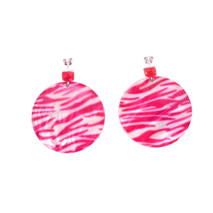 Pendientes Colgantes de Resina con Calcedonia Fucsia y Madreperla |   Plata de Ley 925 - Product Image 1