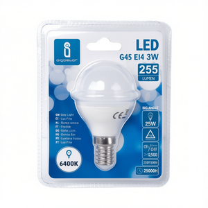 Lampadina LED G45 E14 3W 6400K Bianco Freddo Ampio Angolo 255 Lumen Durata 25000H - Product Image 2