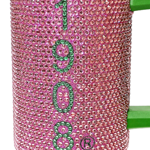 AKA Pink Bling Insulated Tumbler <b>Cup</b> <b>with</b> Handle Sparkling Rhinestone Style Reusable Travel Mug <b>with</b> <b>Straw</b> Sorority Drinkware - Product Image 6
