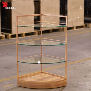 Modern Corner Glass Display Rack 4-Tier Eyewear Retail <b>Stand</b> Wood Grain Paint Sector Merchandising Rack OEM Factory ADONG A72 - Product Image 2