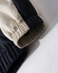 Men's Navy Color Blocking <b>Racer</b> <b>Jacket</b> Stand Collar Zipper Closure Breathable Polyester Autumn Sporty Style - Product Image 5