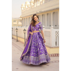 ชุด lehenga choli ผ้าแจ็คการ์ดแท้ย้อมสี - Product Image 3
