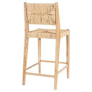 Tabouret de bar contemporain en teck massif, design moderne, pour intérieur et extérieur, idéal pour les projets de restaurants, cafés et hôtellerie - Product Image 6