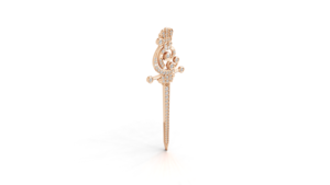 Broche-sceau Aarinya Sceptre Impérial avec diamant de laboratoire, épée de blason souverain, en or jaune 9K, design épée royale/dague - Product Image 6