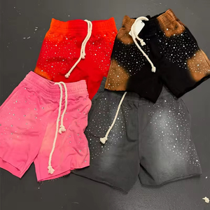 Shorts décontractés pour hommes, design personnalisé, anti-plis, 100 % coton, avec strass - Product Image 1