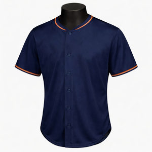 Maillot de baseball uni personnalisé, chemise de baseball entièrement boutonnée avec passepoil, bordure orange, uniforme d'équipe, haut respirant à séchage rapide en polyester - Product Image 1