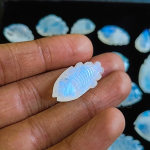 Piedra Preciosa Natural de Piedra Lunar Arcoíris Tallada en Forma de Pez Koi, para la Creación de Colgantes, Tallado de Piedras de Lujo, Piedra Preciosa Suelta, Suministro al por Mayor - Product Image 2