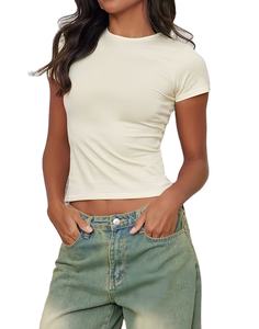 Camiseta Corta de Algodón 100% 180GSM para Mujer, Camisetas Ligeras con Estampado Personalizado, Camisetas Tipo Baby Tee Teñidas, Tops para Mujer - Product Image 1