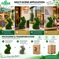 Gazon artificiel en forme de lapin, fausse topiaire verte en PE, résistante aux UV, pour intérieur, extérieur, jardin, patio, balcon
