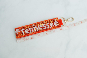 Georgia Beaded Keychain Sequin Letter Key Ring Handmade State Name Bead Keychain Embroidered Rectangle Key Holder Bag Pendant - Product Image 5