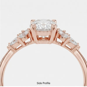 Anillo de Oro Rosa de 14K con Diamante Cultivado en Laboratorio Certificado de 1.0 CT, Corte Oval Excelente, Color D, VVS1, Regalo de Compromiso/Boda para Ella/Él - Product Image 3