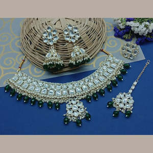 Ensemble de collier ras du cou en pierre Kundan plaqué or 10581251GR Ensemble de bijoux fins exquis - Product Image 1