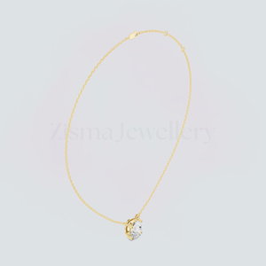 Collar con Diamante Cultivado en Laboratorio Certificado por IGI de 1ct, Plata 925, Oro Sólido de 14K, DEF VVS2, Colgante Ovalado Solitario, Fabricante de Joyería - Product Image 3