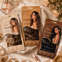 Pochette d'emballage réutilisable pour extensions de cheveux avec fermeture éclair, sac personnalisé imprimé pour la vente de perruques et les magasins de produits de beauté