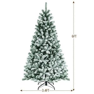 Albero di Natale Artificiale Pre-Illuminato 6/7 Piedi con Effetto Neve e Supporto in Metallo - Product Image 1