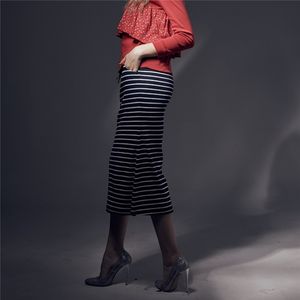 ODM Woman Long Elastic Waist <b>Black</b> Cotton Polyester <b>Skirt</b> - Product Image 4