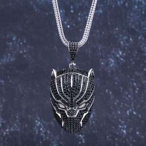 Pendentif Masque Panthère Noire, Micro-Pavé de Strass, en Alliage, Style Hip-Hop, Bijoux pour Hommes - Product Image 1