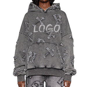 Sudadera con capucha extragrande para hombre, de algodón grueso, para marcas de ropa urbana estadounidenses, colecciones personalizadas con bordado. - Product Image 1