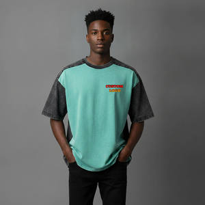Camiseta de hombre de calidad premium, corte holgado, 2 colores, lavado ácido, 100% algodón, manga corta, cómoda, estilo urbano, hip hop. - Product Image 4