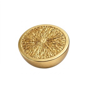Aluminium Casted Gold Plated Circular Decorative <b>Object</b> Modern Design Tabletop Home Decoration Plants Flowers Theme All Seasons - Product Image 1