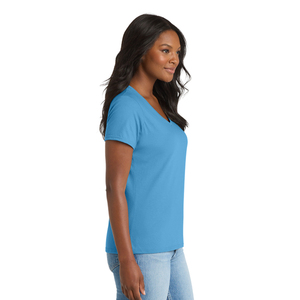 Nouvel Arrivage T-shirt Femme Col V en Coton Doux Jersey Manches Courtes Haut Décontracté Logo Personnalisé Fabricant OEM Fournisseur en Gros - Product Image 2