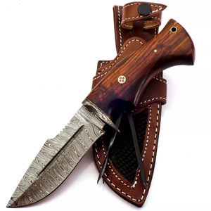Cuchillo de hoja curva hecho a mano con acero de Damasco y mango de madera para caza. Cuchillos de Damasco a precio de mayorista. - Product Image 6