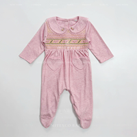 Combinaison bébé fille en coton à manches longues, faite main avec smocks, pour l'automne et l'hiver, pour nourrissons et nouveau-nés, une pièce, vêtements de jeu