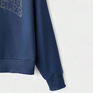 Sweat à capuche épais coupe diamant avec design en cristaux brillants, style streetwear urbain oversize - Product Image 4