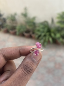 Natural Pink Tourmaline <b>Two</b> <b>Stone</b> Bezel Setting Classic 925 Sterling Silver Wedding Gift <b>Ring</b> - Product Image 2