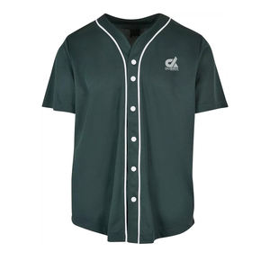 Maillot de baseball vert foncé personnalisé pour homme, uniforme d'équipe boutonné, respirant, en coton biologique, anti-bactérien, avec sangle en T, OEM - Product Image 1